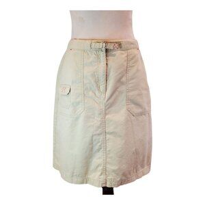 LL BEAN SZ 12 Reg Khaki Beige Cotton Blend A-line Utility Cargo Skirt